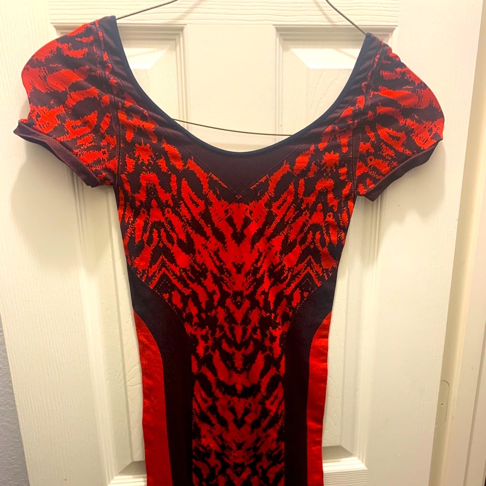 Red and black mini dress from Bebe.